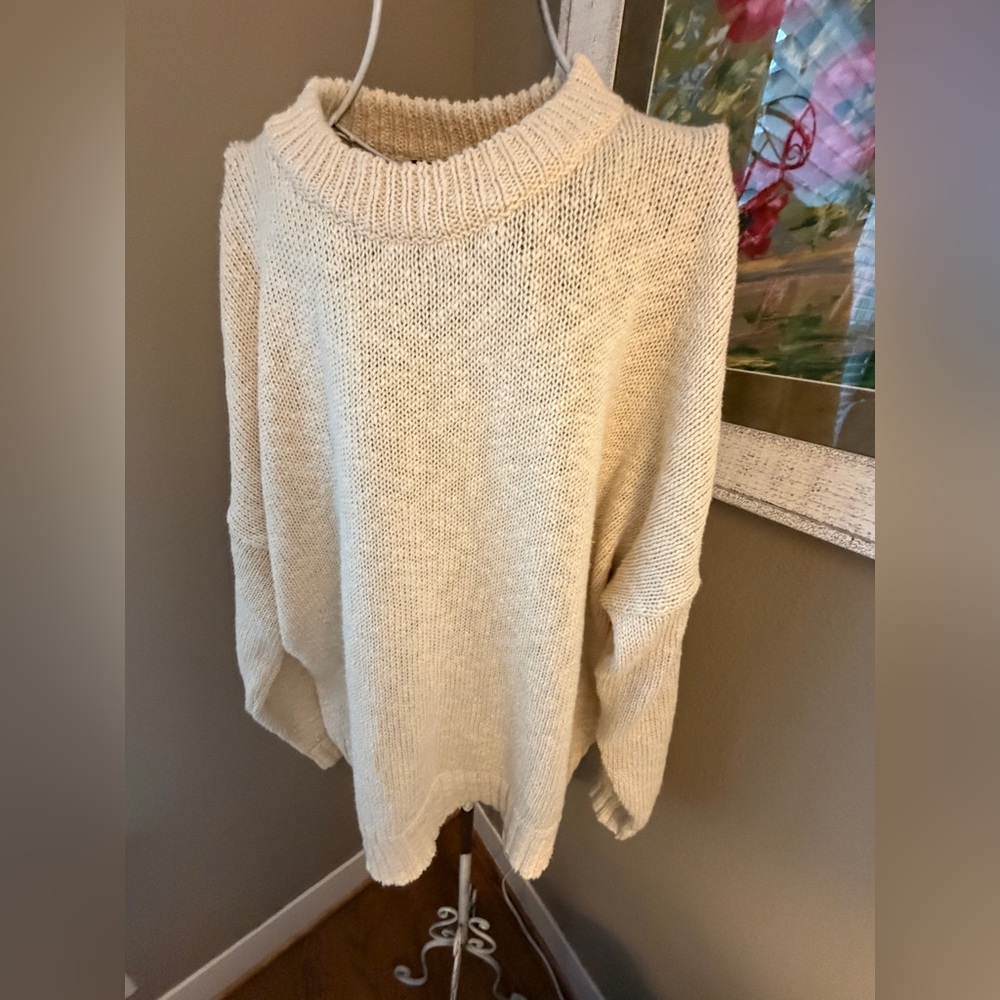 Jenny Kane Cocoon Cotton Knit Sweater-Cream Color - Picture 6 of 8
